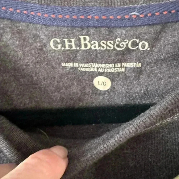 GH Bass long sleeve men’s pullover gray size L NEW - Picture 5 of 7